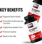 Force Factor MK-7 Vitamina K2 100mcg - Suplemento para Huesos y Corazón, Vegano, No-GMO, 60 Cápsulas Vegetales
