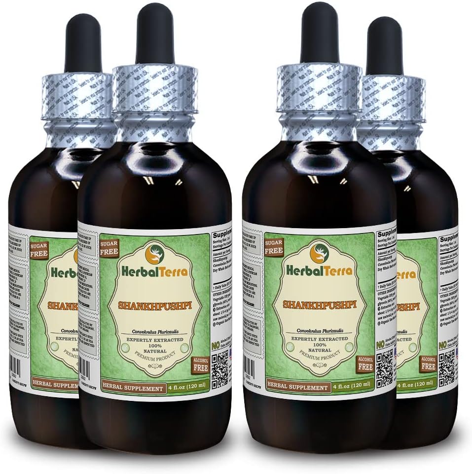 Shankhpushpi (Convolvulus Pluricaulis) Extracto Líquido Sin Alcohol - 4x118 ml