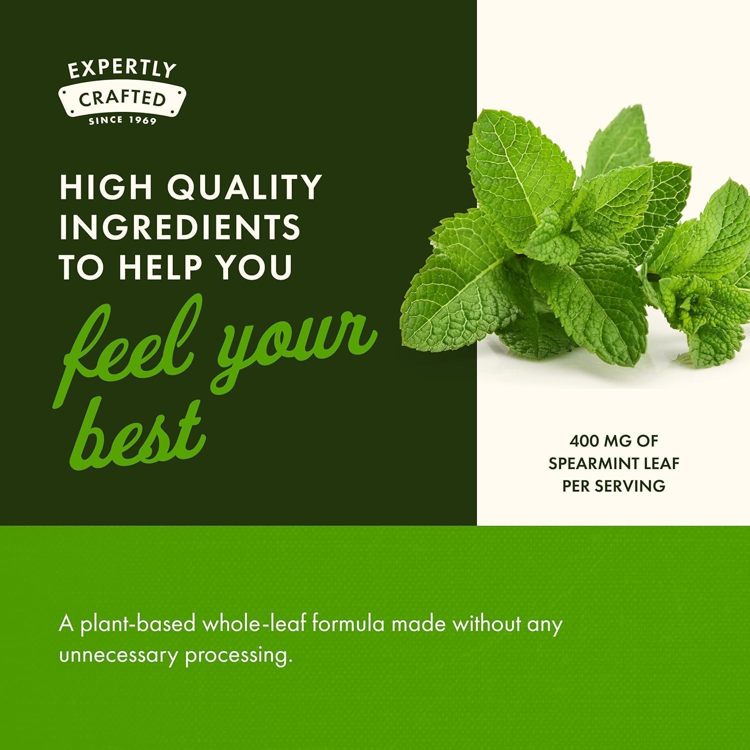 Swanson Spearmint Leaf Full Spectrum - Suplemento Digestivo - 400 mg Mentha Spicata (60 Cápsulas, Pack de 2)