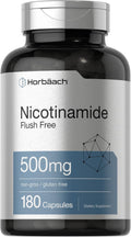 Horbäach Nicotinamida 500mg | 180 Cápsulas | Suplemento Sin Enrojecimiento | No-GMO y Sin Gluten