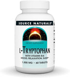 Source Naturals L-Triptófano con Vitamina B-6 - Apoyo al estado de ánimo, relajación y sueño - 1000mg - 60 comprimidos