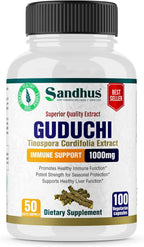 Sandhu's Guduchi (Tinospora Cordifolia) Giloy - 100 Cápsulas Vegetales - 1000 mg por Ración
