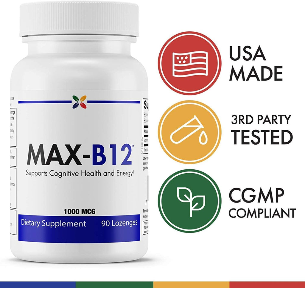 Pastillas MAX-B12 1000 mcg - Vitamina B12 Metilcobalamina - Stop Aging Now