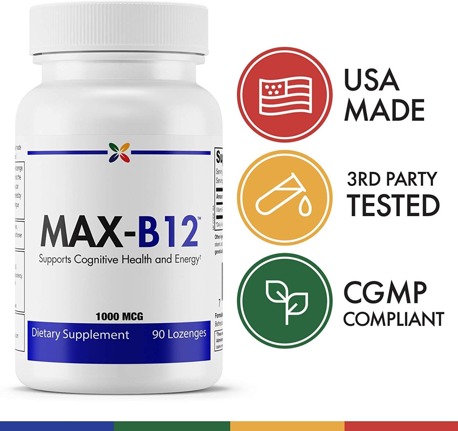 Pastillas MAX-B12 1000 mcg - Vitamina B12 Metilcobalamina - Stop Aging Now