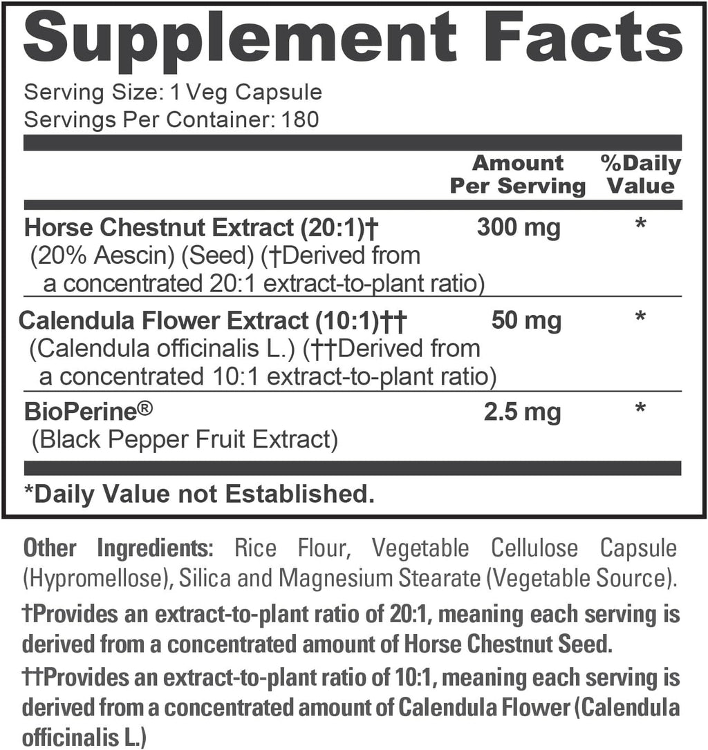 NusaPure Cápsulas de Castaño de Indias, 300 mg, 180 Cápsulas Veganas (No Transgénico, Vegano)