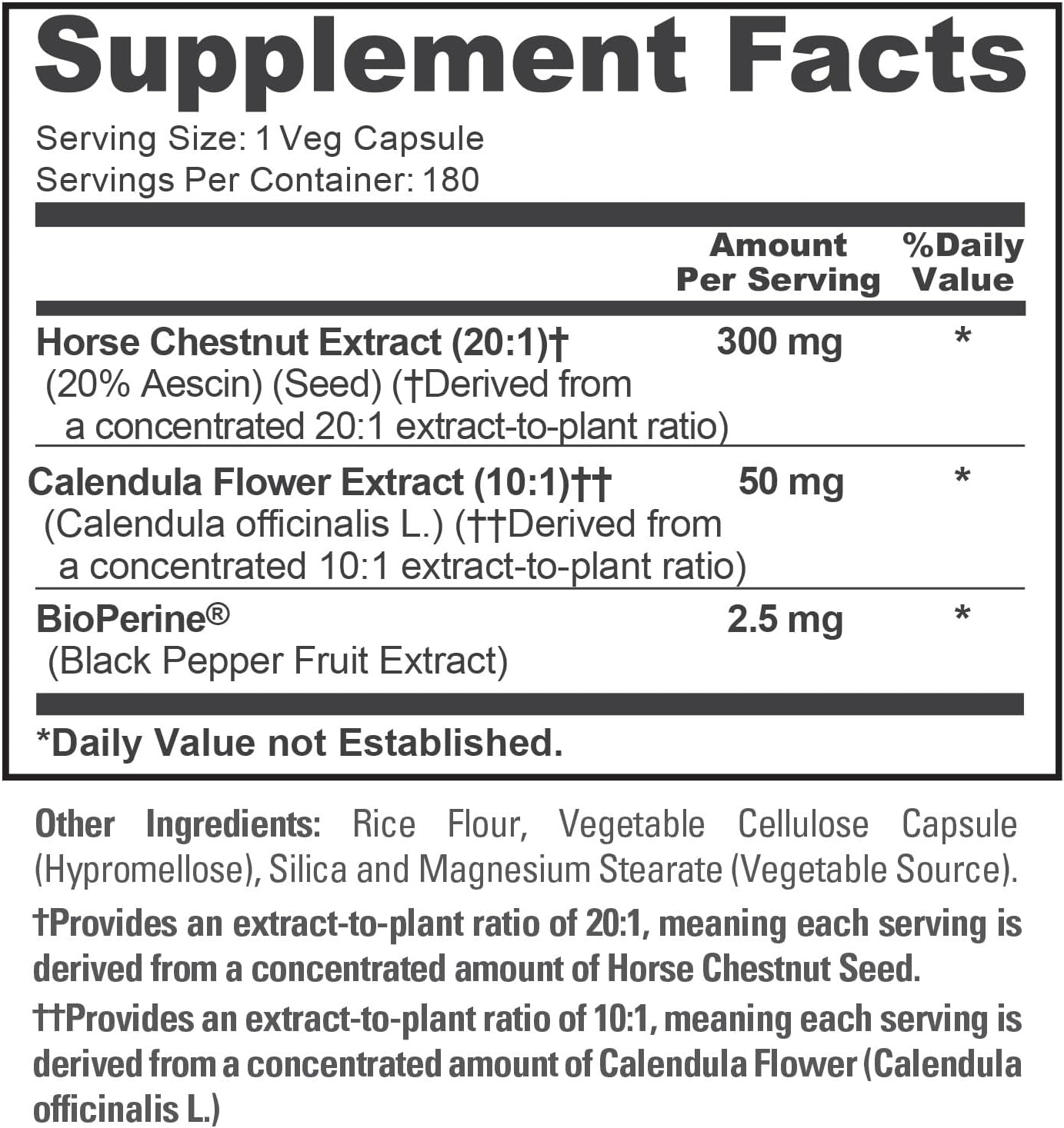 NusaPure Cápsulas de Castaño de Indias, 300 mg, 180 Cápsulas Veganas (No Transgénico, Vegano)