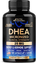 DHEA 25mg Micronizado - Suplemento Hormonal para Mujeres y Hombres - 120 Cápsulas Veganas