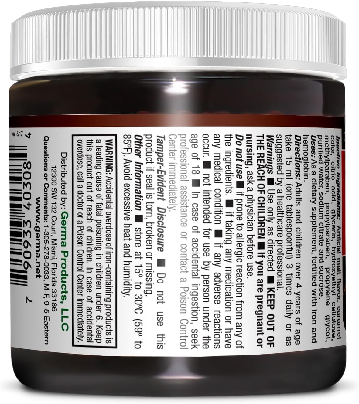Germa Liquid Malt Extract - Pure Barley Malt Concentrate - 236 ml
