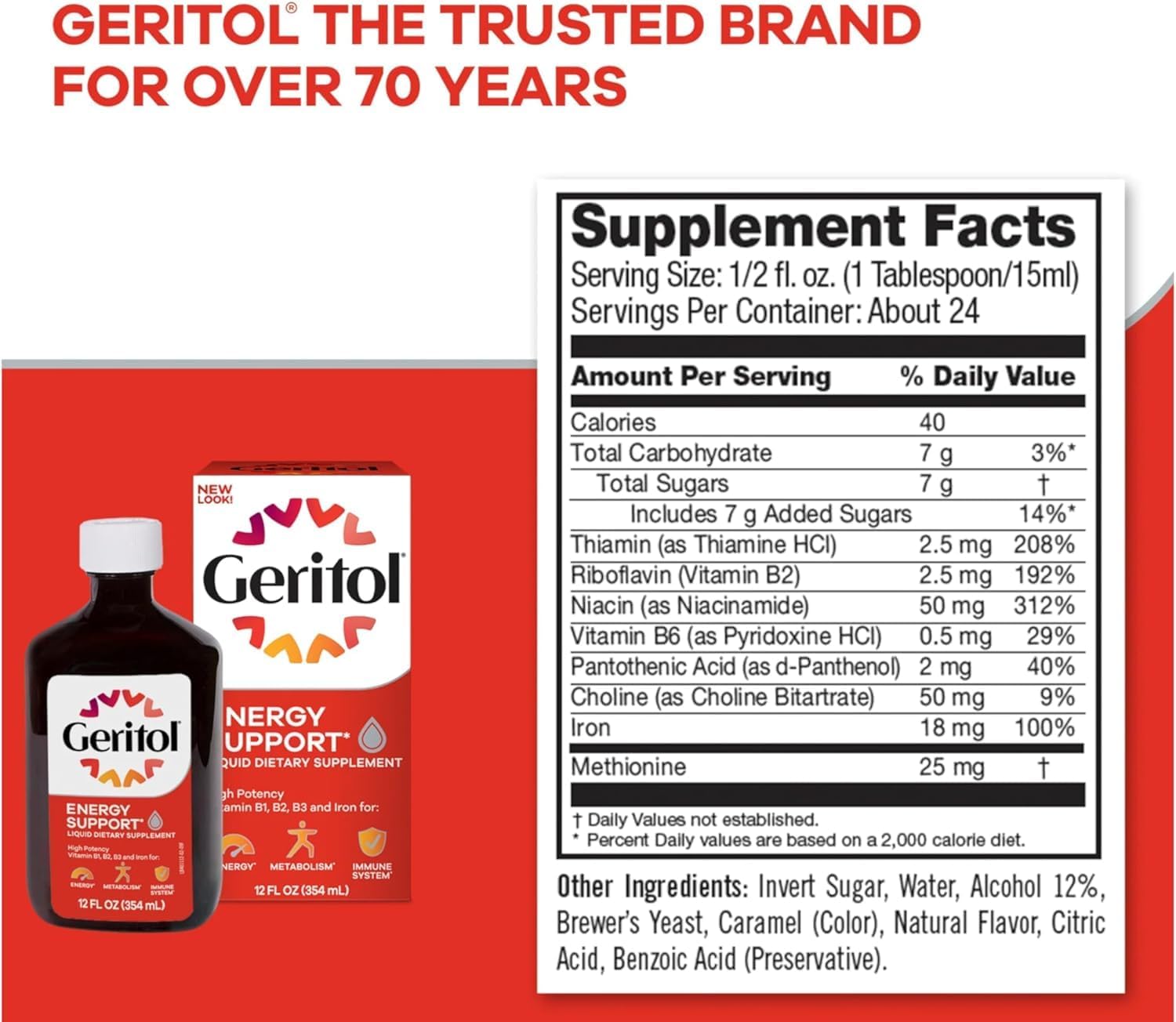 Geritol Liquid B-Vitamin Complex – Energy Support, 355 ml (4-Pack)