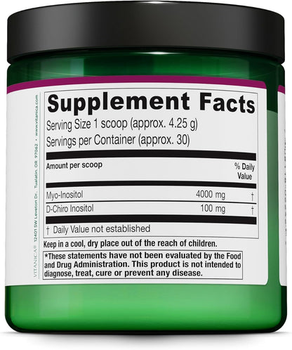 Vitanica Optinositol – Polvo de Myo-Inositol y D-Chiro Inositol 4100 mg, 30 Días – Image 2