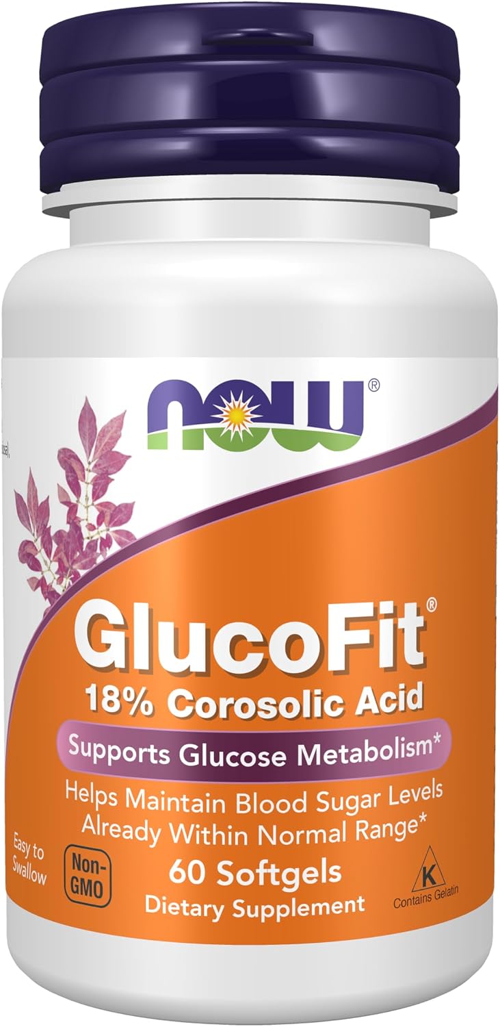 NOW Foods GlucoFit® con Ácido Corosólico al 18%, 60 Cápsulas Blandas