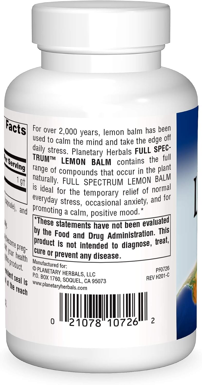 Planetary Herbals Toronjil de Espectro Completo 500 mg, 60 tabletas