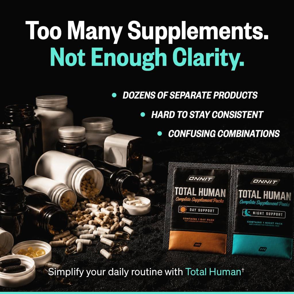 ONNIT Total Human Multivitamínico Diario Completo – Paquetes Día y Noche para Hombres y Mujeres, 60 Paquetes (30 Días)