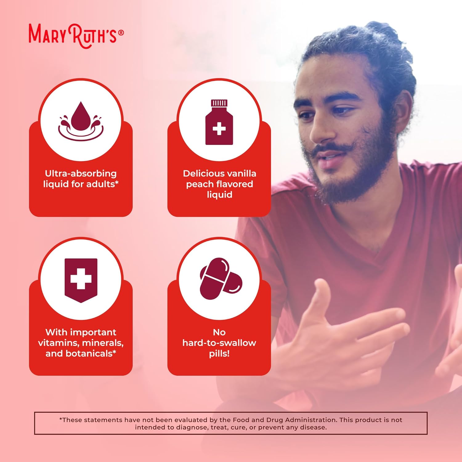 MaryRuth's Multivitamínico Liposomal para Hombres - Líquido Sin Azúcar, Vegano, 450 ml