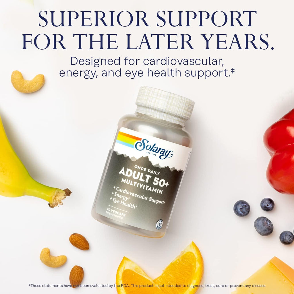 Solaray Once Daily Adult 50+ Multivitamínico Completo para Mujeres y Hombres, 90 Cápsulas Veganas