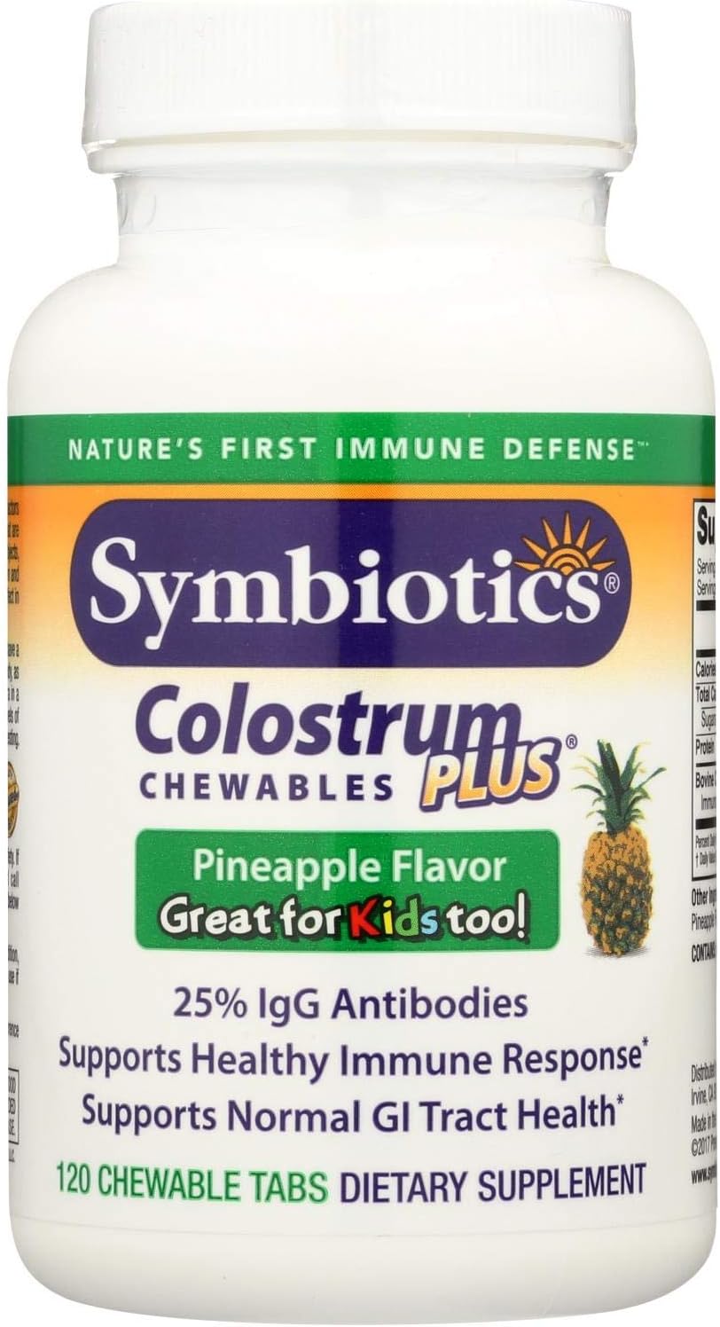 Naturade Symbiotics Colostrum Plus Masticable, Piña, 120 Comprimidos