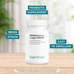 Supersmart Bifidobacterium Longum (BB536) 6 mil millones UFC - Probiótico y Prebiótico, 60 Cápsulas DR