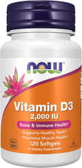 NOW Foods Vitamina D-3 2000 UI, Alta Potencia, 120 Cápsulas Blandas