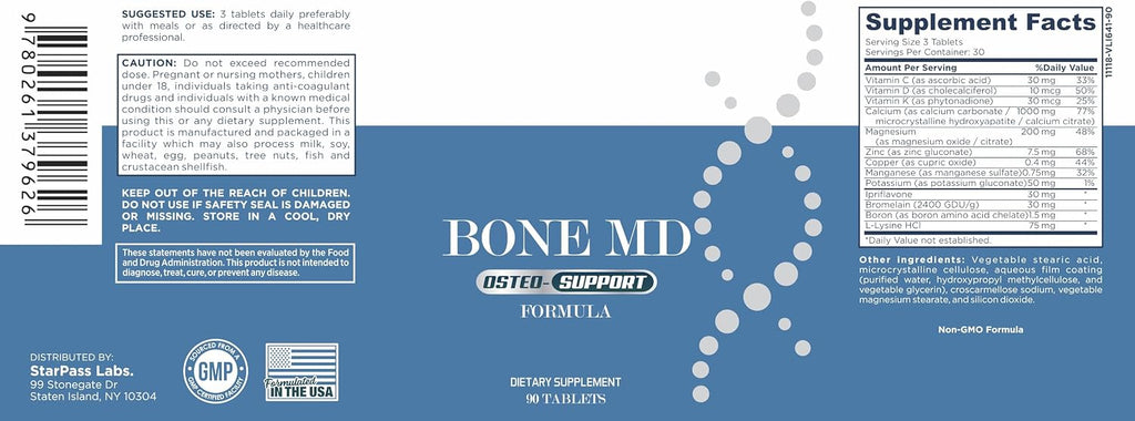 Bone MD Osteo Strength - Suplemento óseo para hombres y mujeres, 90 comprimidos