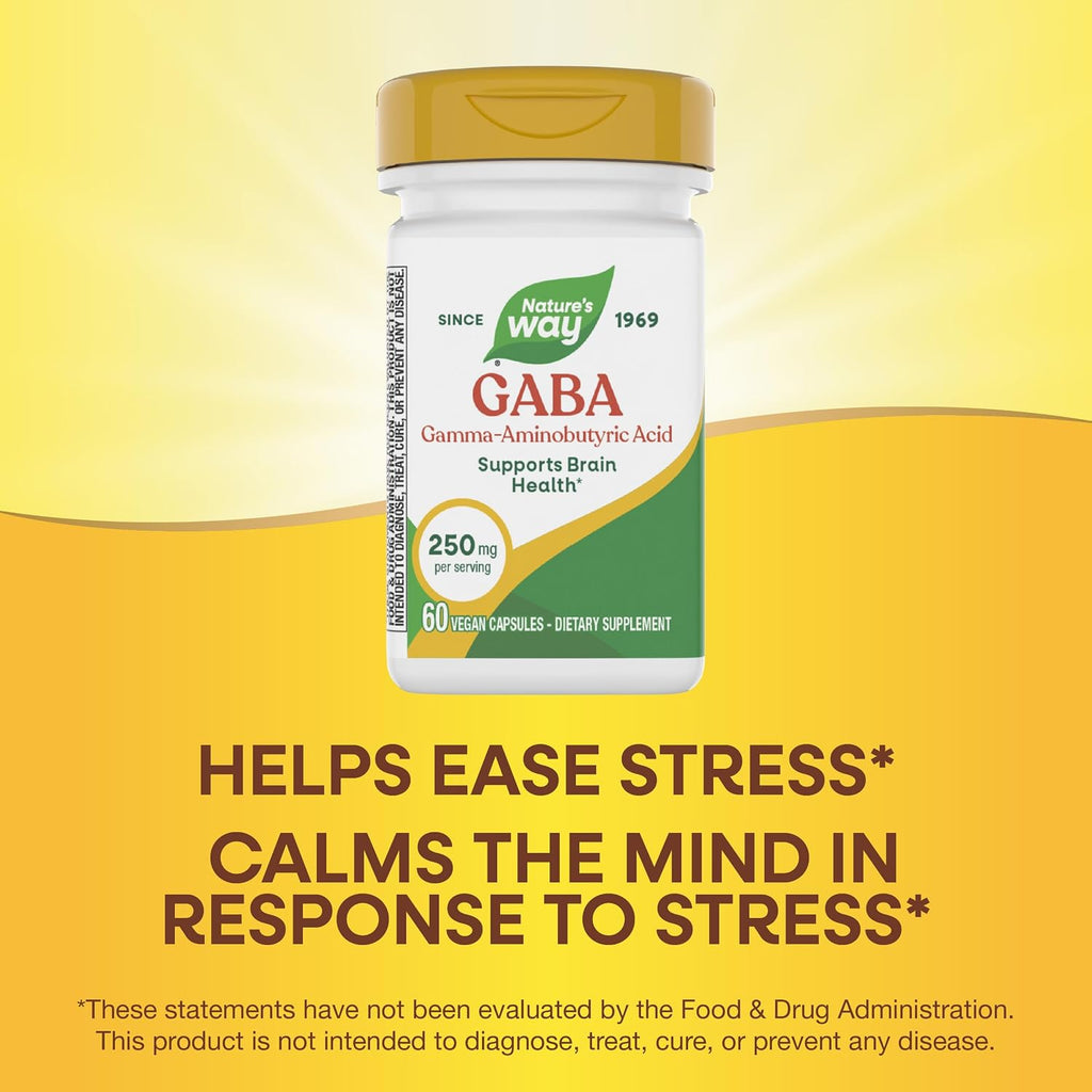 Nature's Way GABA (Ácido Gamma-Aminobutírico) - 250 mg, 60 Cápsulas Veganas