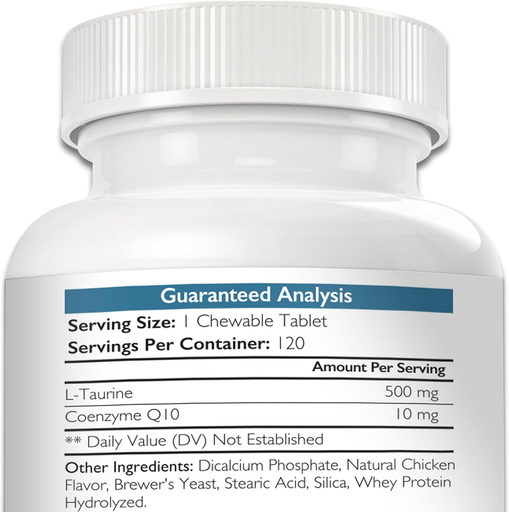 Nutrition Strength Taurina para Perros con Coenzima Q10 - Apoyo Cardíaco - 120 Comprimidos Masticables