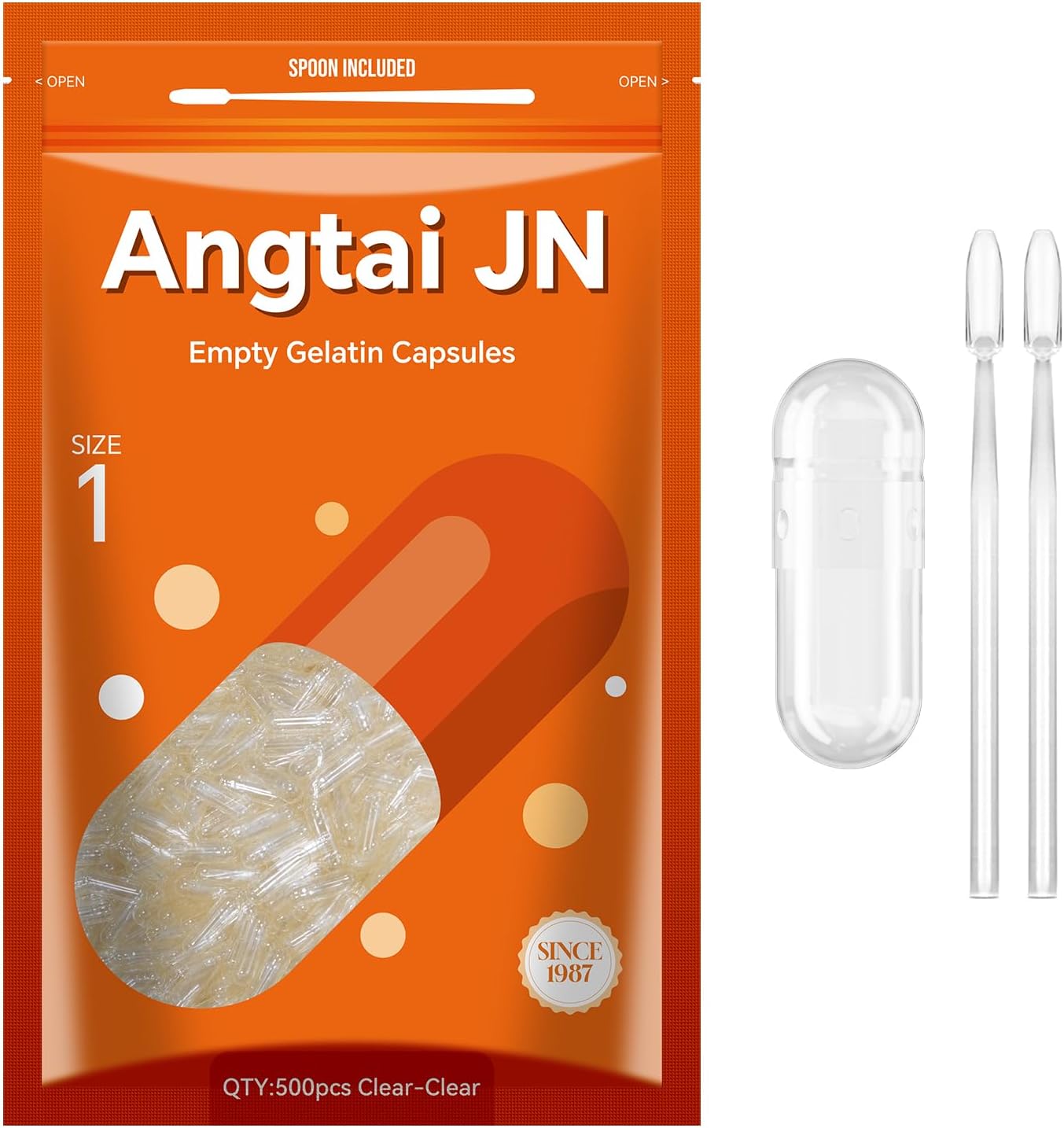 Cápsulas Vacías de Gelatina Tamaño 1 - 1000 uds. Bovino Puro, Halal, Sin Gluten, con Kit de Llenado