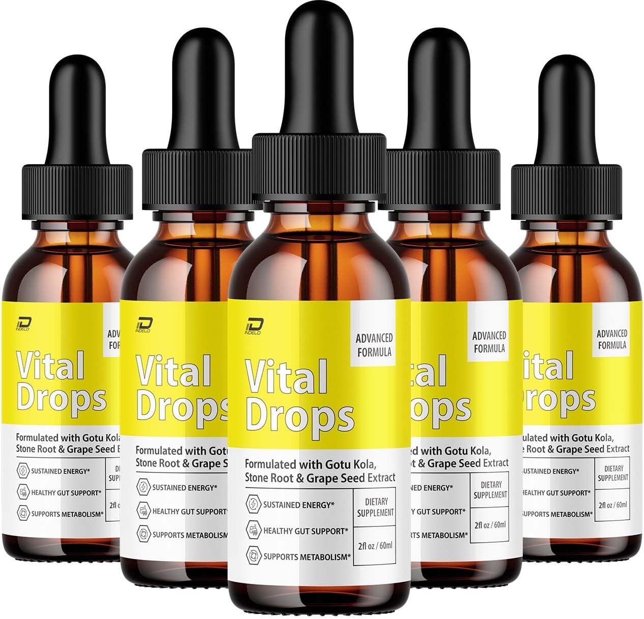 Vital Drops Healthy Formula – Gotas Líquidas Naturales (Pack de 5 – Suministro para 5 Meses)