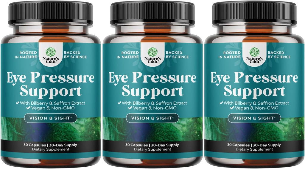 Natures Craft Eye Pressure Support con extracto de arándano - Suplemento vegano para la salud ocular - 30 cápsulas