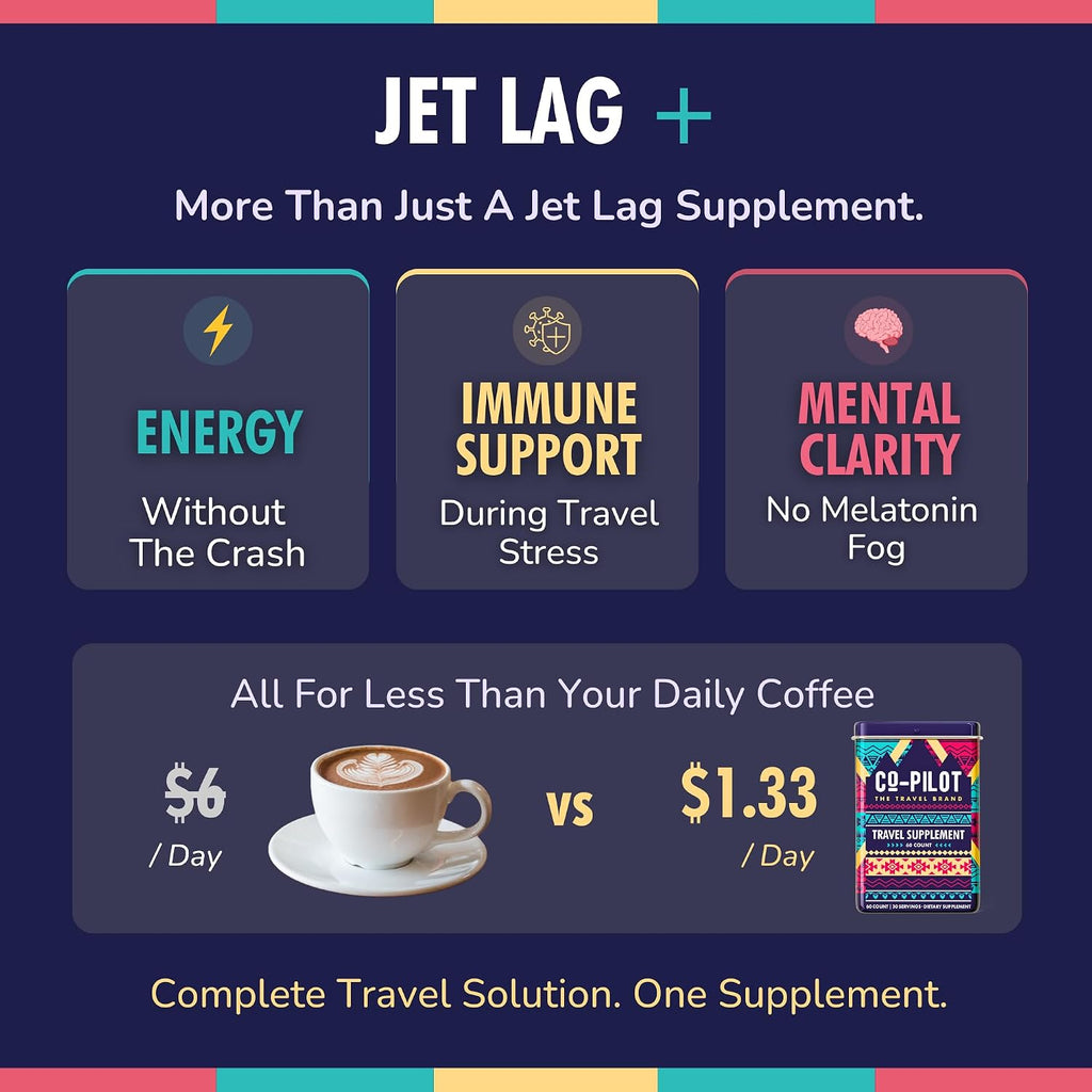 Original Travel Supplement | Co-Pilot The Travel Brand – Contra el Jet Lag, Energía e Inmunidad | 60 Cápsulas Veganas