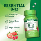 Nature's Truth Vitamina B12 Sublingual | 1000 mcg | 120 Comprimidos | Vegano, Sin Gluten y No OGM