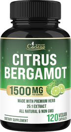 Cadane Citrus Bergamot Supplement | Heart & Immune System | Vegan, Non-GMO – 120 Cápsulas – 40 Días
