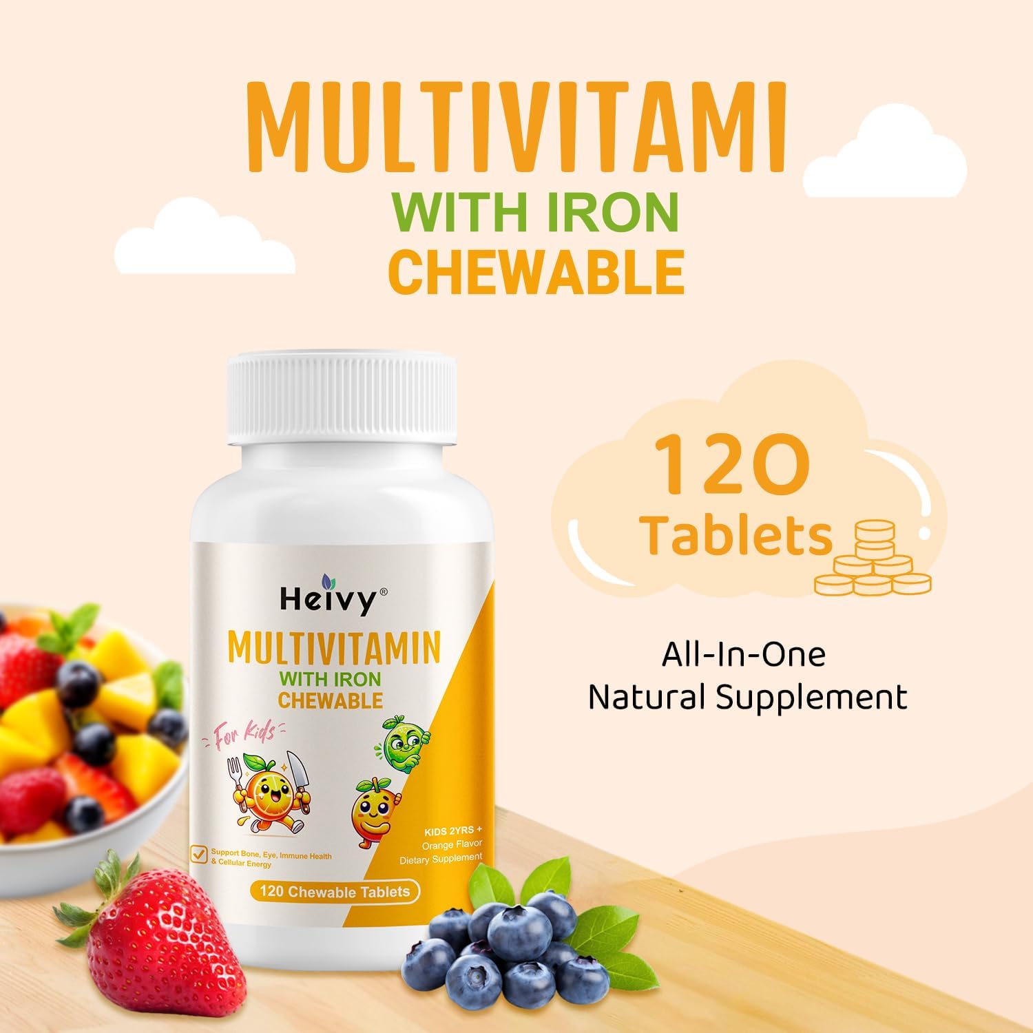 Heivy Multivitamínico Infantil Masticable - 120 Comprimidos