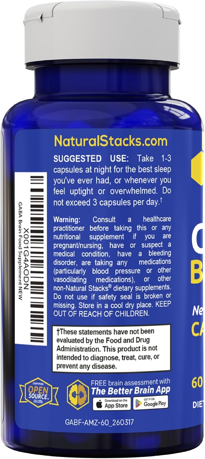 GABA Brain Food - Suplemento con L-Citrulina y Extracto de Semilla de Uva - Apoya la Calma y la Relajación - 120 Cápsulas