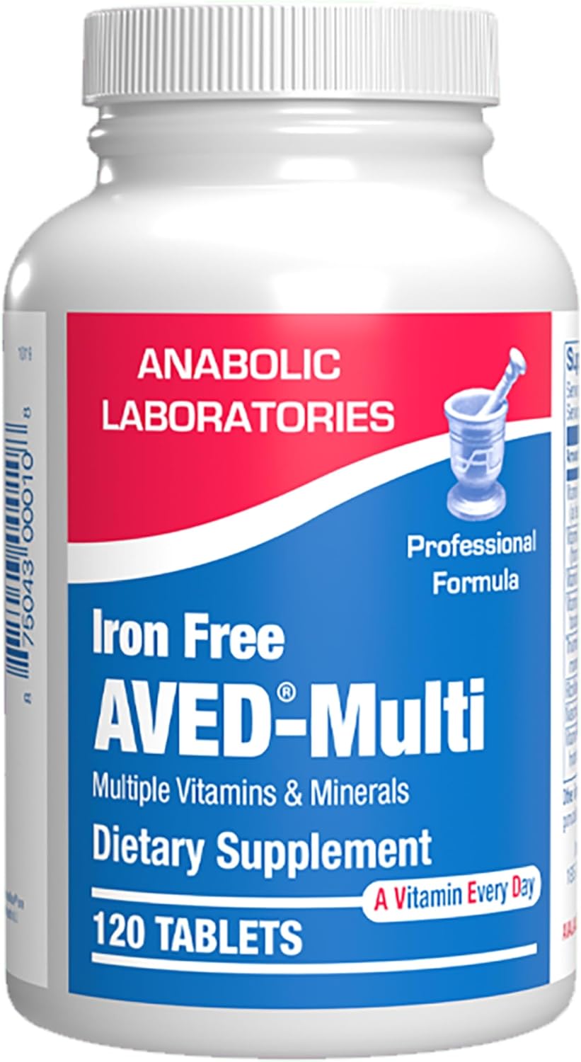 AVED Iron Free Daily Multivitamin – Multivitamínico sin hierro para hombres y mujeres, 120 comprimidos