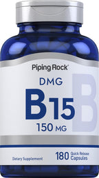 Piping Rock DMG (B-15) Suplemento, 150 mg, 180 Cápsulas - Dimetilglicina HCl, No-GMO, Sin Gluten