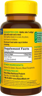 Nature Made Vitamin E 400 IU (267 mg) d-Alpha, 100 Softgels - 100-Day Supply