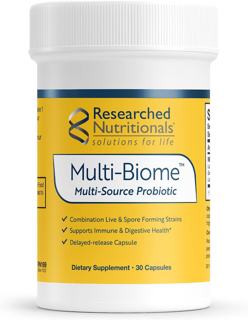 Researched Nutritionals Multi-Biome – Probióticos Dual-Action de Esporas y Cepas Vivas, 30 Cápsulas