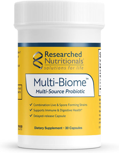 Researched Nutritionals Multi-Biome – Probióticos Dual-Action de Esporas y Cepas Vivas, 30 Cápsulas – Image 1