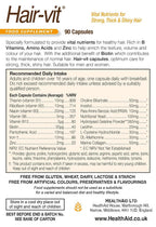 HealthAid Hair-VIT Suplemento Capilar – 90 Cápsulas
