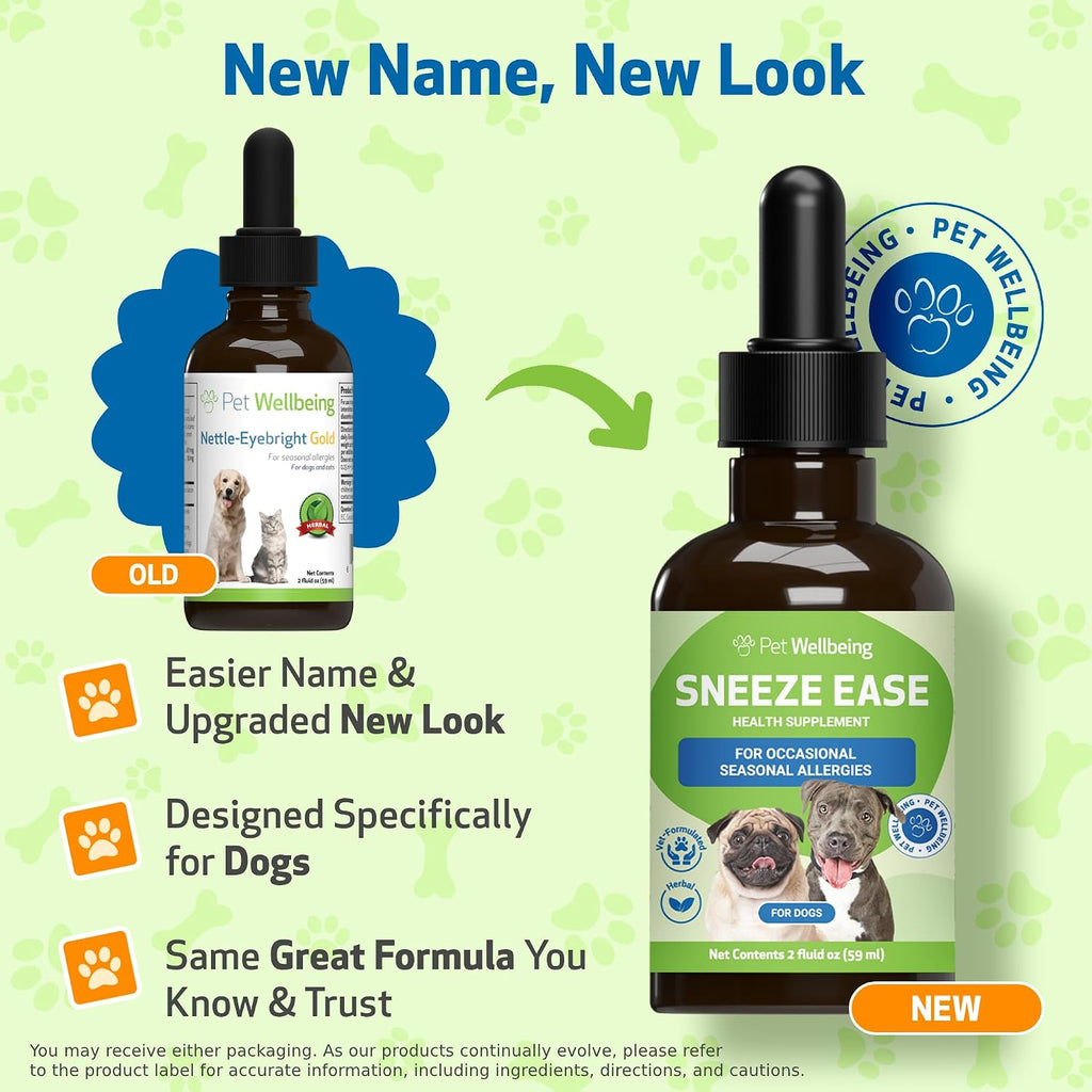 Pet Wellbeing Sneeze Ease for Dogs - Occasional Sneezing and Seasonal Allergy Relief - Vet-Formulated Herbal Supplement 2 oz (59 ml)