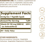 Solgar Vitamina D3 (Colecalciferol) 125 mcg (5000 UI), 240 Cápsulas Vegetales - Paquete de 2