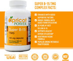 Apricot Power Super B-15 Ácido Pangámico No Tóxico - Apoya los Niveles de Oxígeno y Energía - 100 Cápsulas Veganas