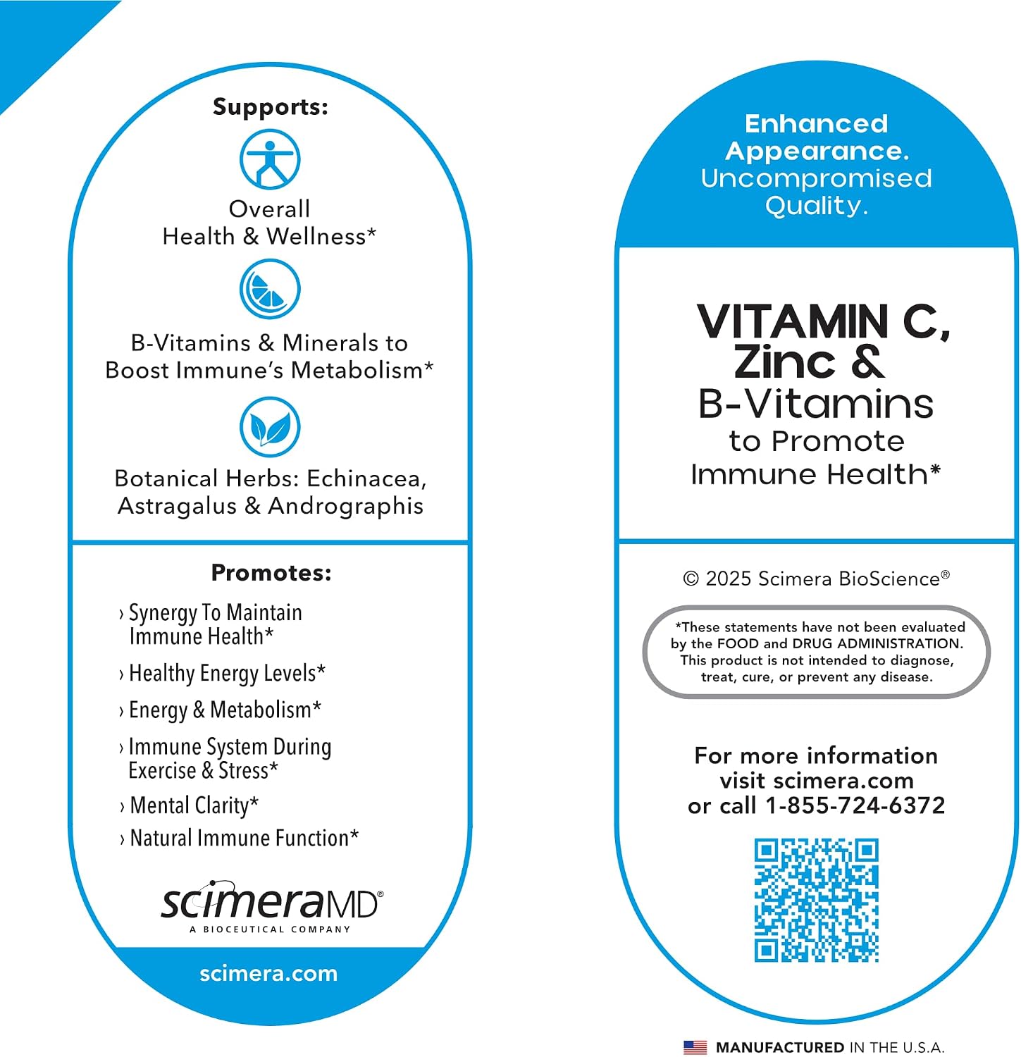 ScimeraMD® Scimune – Suplemento de apoyo inmunitario con zinc, quercetina, vitamina C, equinácea y Wellmune® beta-glucano, 30 cápsulas