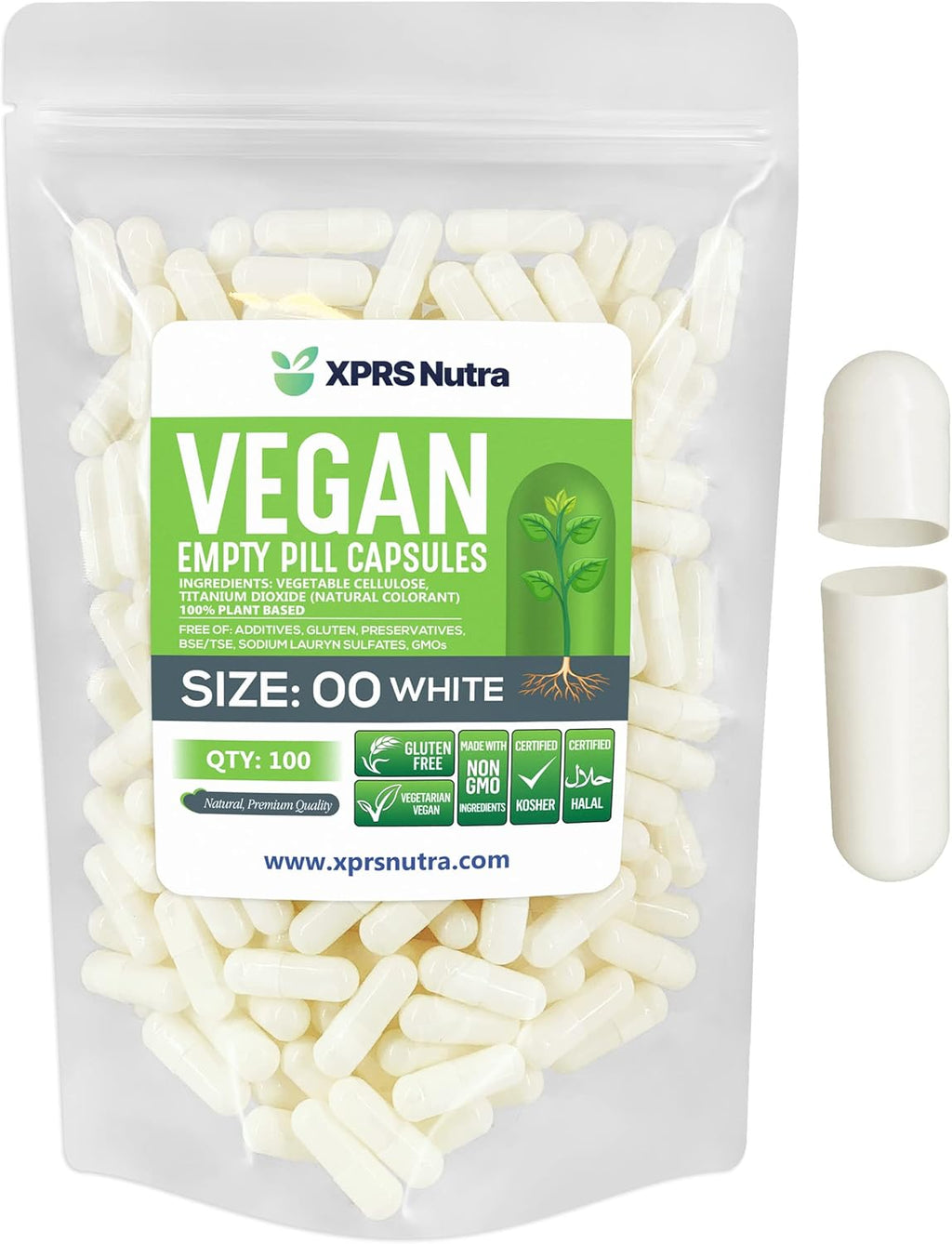 Cápsulas Vacías Tamaño 00 - 100 Unidades - Veganas - XPRS Nutra