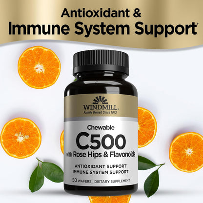 Windmill Vitamin C 500 mg con Rosa Mosqueta y Bioflavonoides - 50 Comprimidos Masticables – Image 3