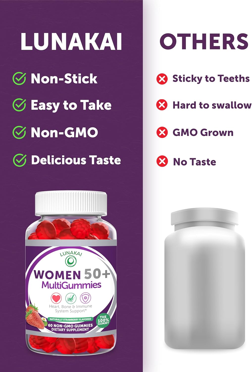 Lunakai Multivitamínico en Gominolas para Mujeres 50+ - 60 Gominolas