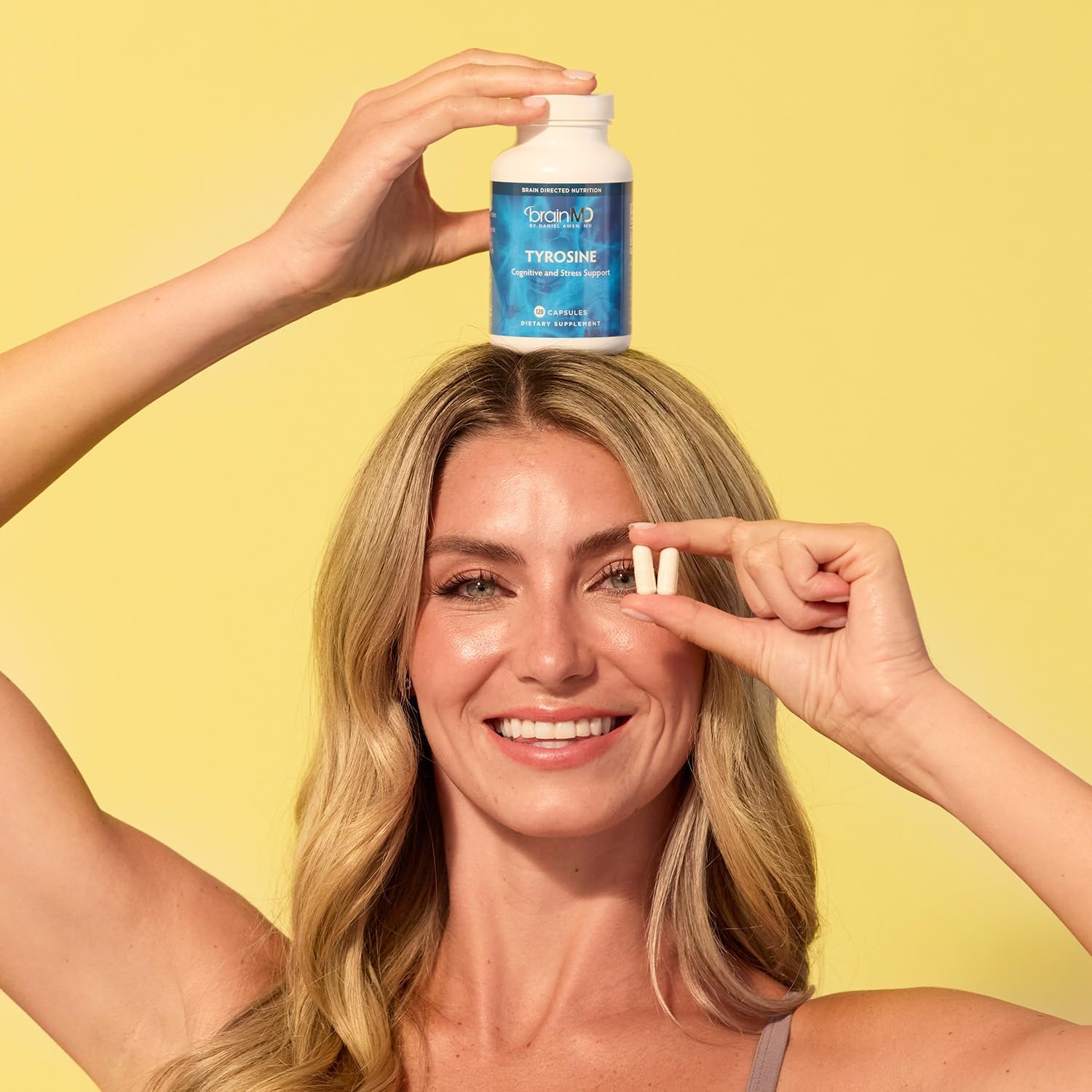 BRAINMD L-Tirosina Dr. Amen - 120 Cápsulas - Apoyo a la Concentración y Claridad Mental - Sin Gluten