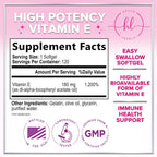 Hello Lovely Vitamina E 180 mg - Suplemento de dl-Alfa Tocoferol - 120 Cápsulas Blandas