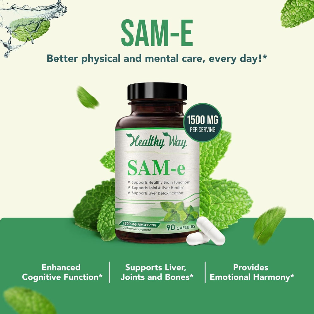 HealthyWayRx SAM-e 1500mg - S-Adenosil-L-Metionina - 90 Cápsulas
