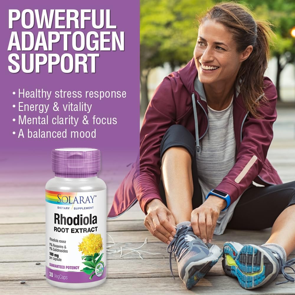 SOLARAY Rhodiola Rosea Root Extract, 100 mg, 30 Vegan Capsules